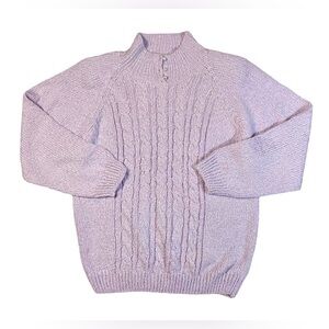 Vintage Miranda Pastel Purple Cable Knit Mock Neck Acrylic Sweater Size Large